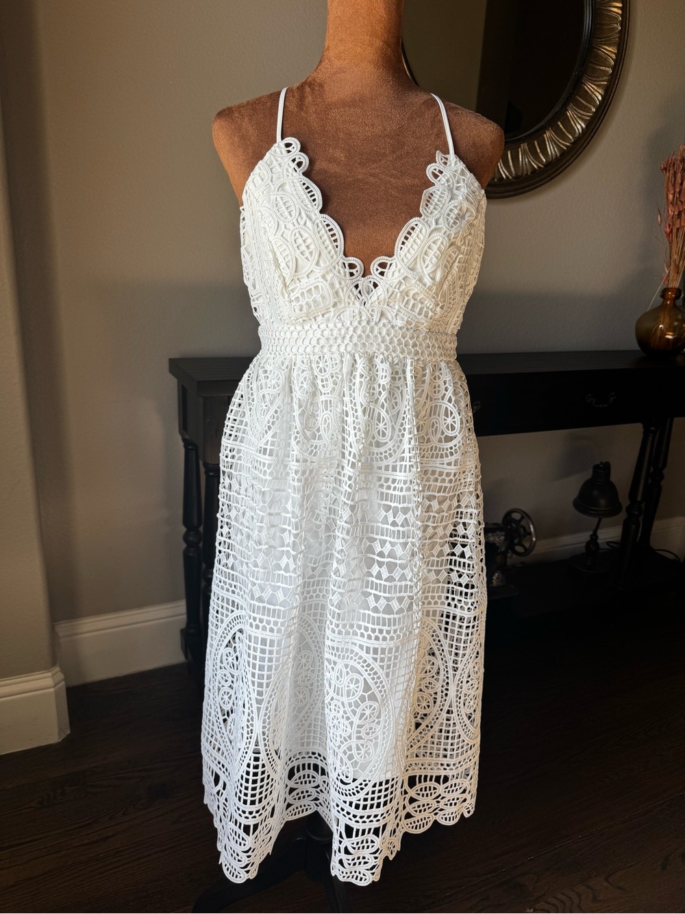 NWOT Bardot Versailles White Crochet Lace Midi Dress | Revolve LWD